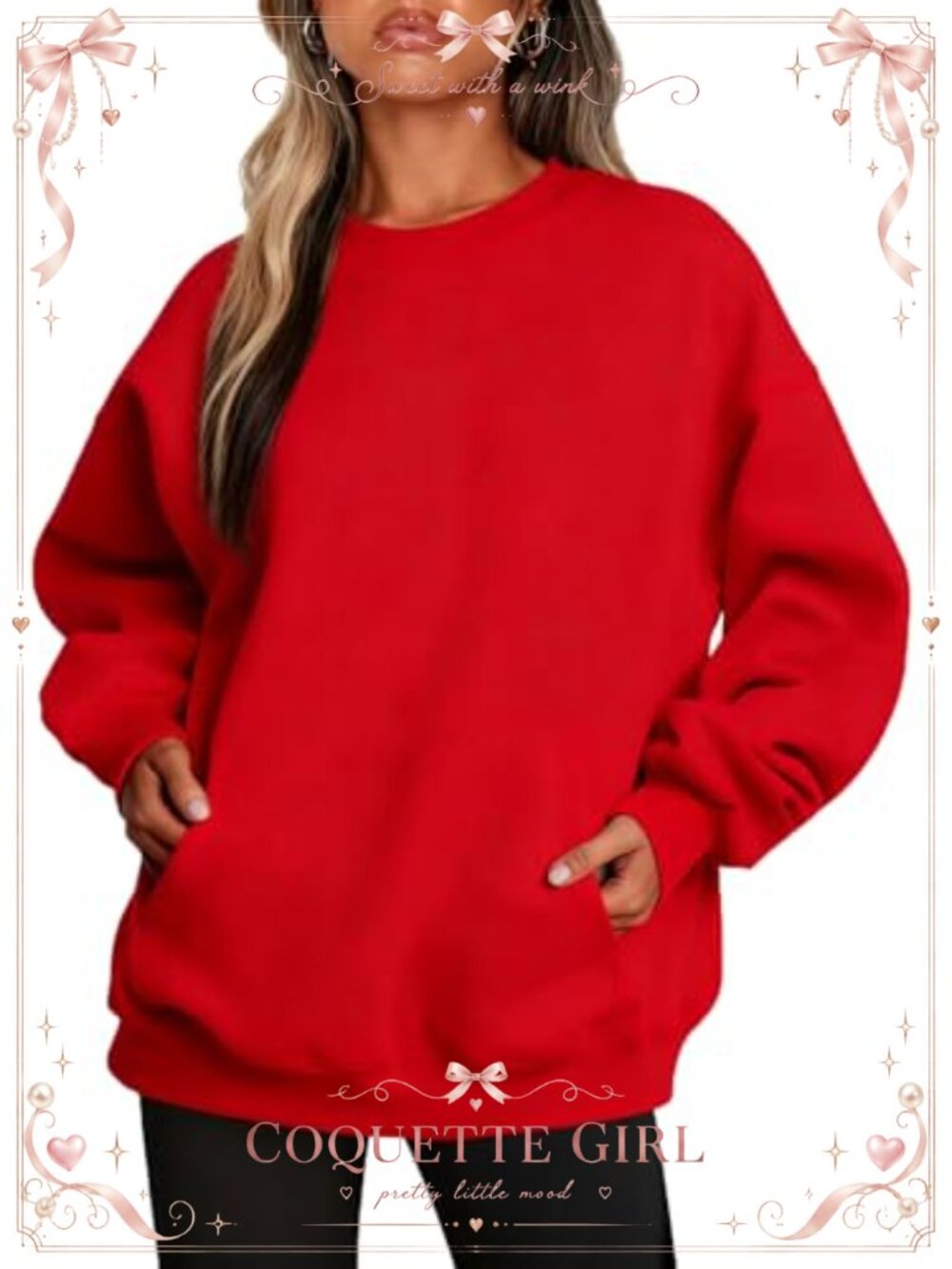 Women's Fleece Lined Sweatshirt Long Sleeve Pullover with Pocket